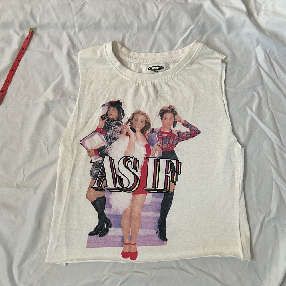 Trendy White Graphic Tee for Kids or small woman “Clueless” movie 90s